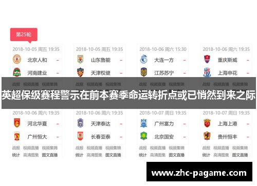 英超保级赛程警示在前本赛季命运转折点或已悄然到来之际 英超保级赛程警示在前本赛季命运转折点或已悄然到来之际