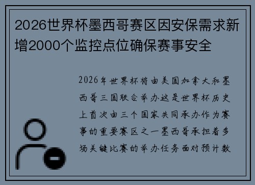 2026世界杯墨西哥赛区因安保需求新增2000个监控点位确保赛事安全 2026世界杯墨西哥赛区因安保需求新增2000个监控点位确保赛事安全